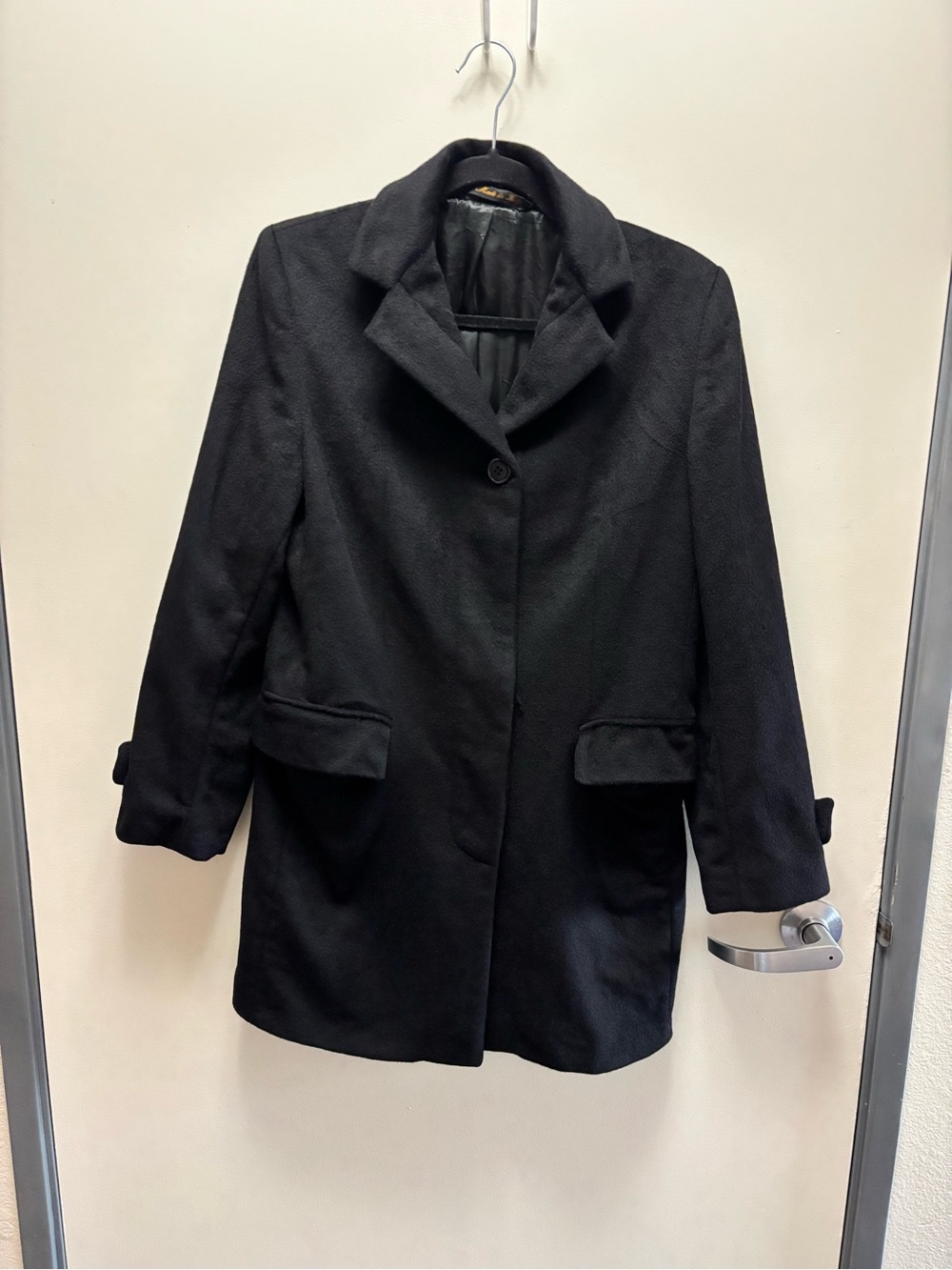 Linea by Louis Dell'Olio Black Cashmere Single-Button Pea Coat